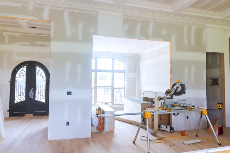 Modern living space during home renovation